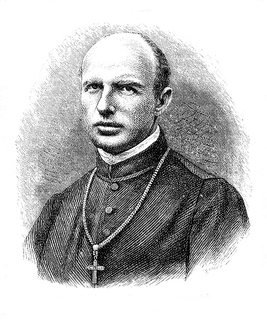 Engraving portrait of  Karl Motschi, abbot from 1873 to 1900 of Mariastein, benedictine monastery in Solothurn canton in Switzerland