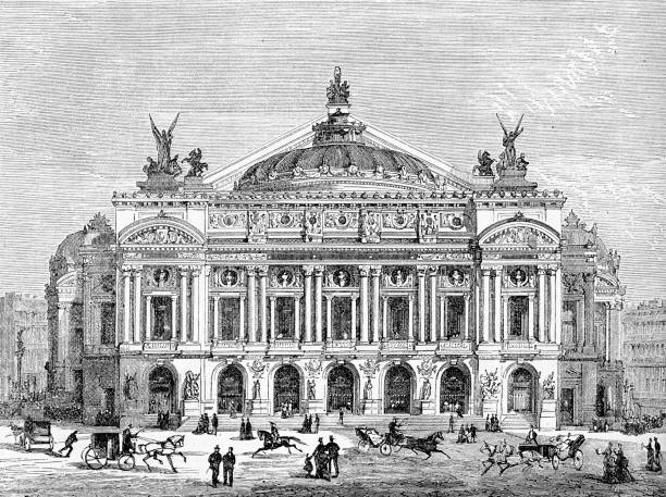 istock Vintage engraving, Palais Garnier opulent opera house in Paris, frontal view 1466633321
