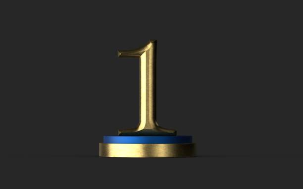 istock Golden first-place award on a dark background 1466635451