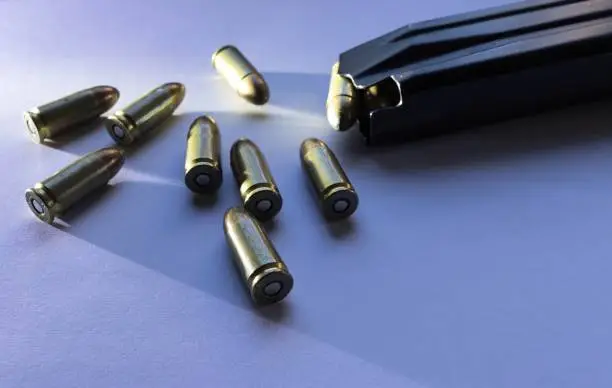 Photo of 9mm caliber parabellum bullets