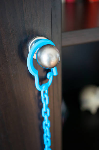 istock Vertical shot of a blue hanger on a wardrobe handle 1466640280