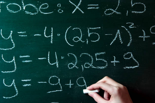 istock Closeup shot of a blackboard with equations 1466640646