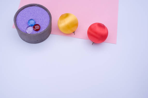 istock vase with colored sand and Christmas decorations with copy space 1466641266
