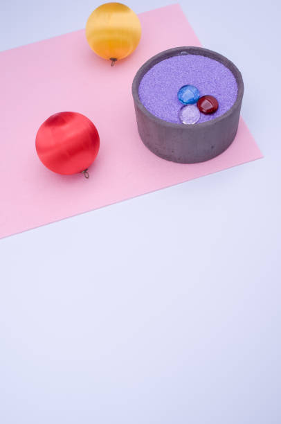 istock vase with colored sand and Christmas decorations with copy space 1466641277