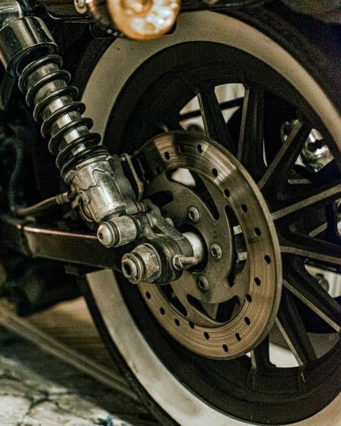 istock Selective of a black cool motorcycle wheel 1466641960