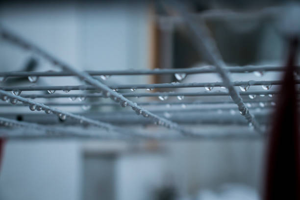 Water drops on a metal clothing holder