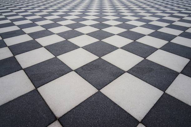 istock Checkered floor in black and white colors 1466645006