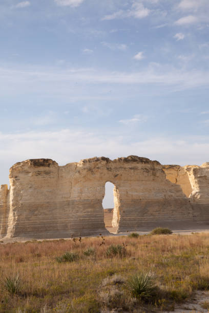 istock Fossil rich Monument Rocks also known as Chalk Pyramids against a blue sky on a sunny day 1466645075