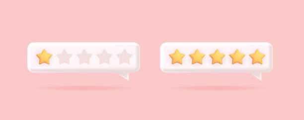 istock 3d review concept, realistic yellow stars, low and high rating. Customer feedback or achievement concept vector illustration 1466645643