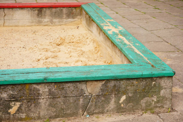 istock Natural view of a square sandpit in a playground 1466646214