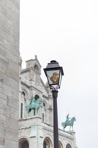 street lamp decorated by artist in the sacre coeur in paris