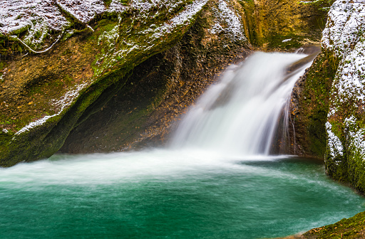 The beautiful Buchenegger waterfall near Steibis, Oberstaufen in the Allgaeu