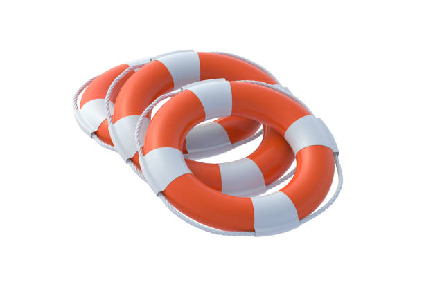 istock Lifebuoys isolated on white background. 3d render 1466647689