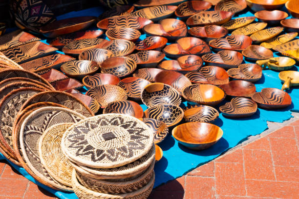 Cape Town, South Africa - February 13, 2023: African Curios on sale on Camps Bay street