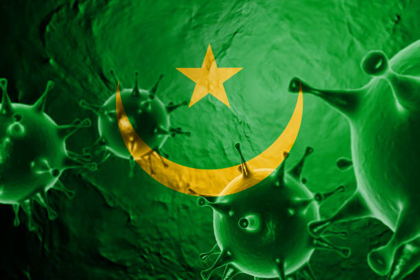 istock VIRUS WITH Mauritania FLAG, CORONAVIRUS   covid-19 3D RENDER. 1466650164