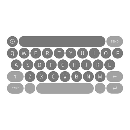 Flat design of QWERTY keyboard with rounded buttons.