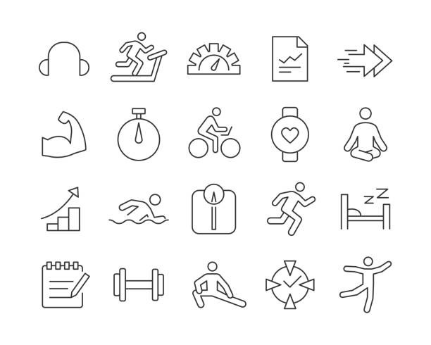 Fitness Icons - Vector Line Icons Fitness Icons - Vector Line Icons. Editable Stroke. Vector Graphic balance clipart stock illustrations