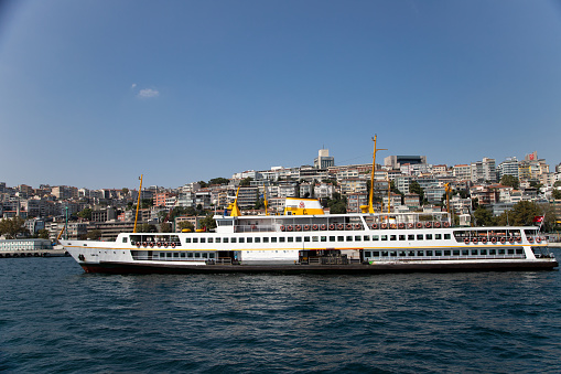 An old steamboat carries passengers in Istanbul.Istanbul,Turkey.9 September 2022