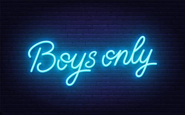 Boys Only neon handwritten text on brick wall background. Boys Only neon handwritten text on brick wall background . bachelor and bachelorette parties stock illustrations