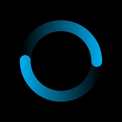 Blue neon circle black background. Neon swirl. Light glowing effect. Vector illustration. EPS 10.