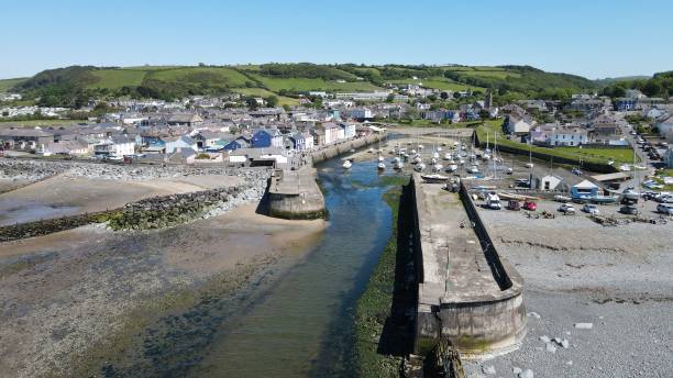 istock Aberaeron North Wales harbour drone aerial view 1466667977
