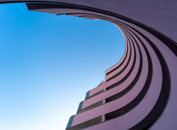istock Low angle view of modern building against clear sky 1466668079