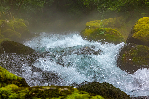 riverbed with blurred water sideview