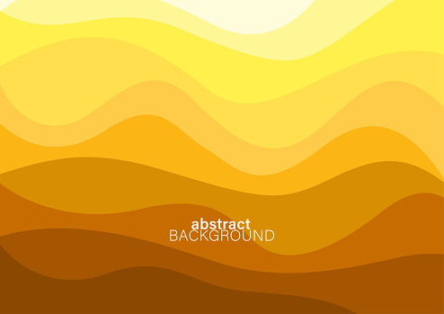 Wavy background in warm tones. Soft curves in yellow tones reminiscent of the sun and the desert. Abstract wave background presentation template