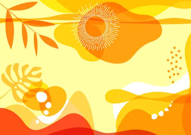 Vector illustration of Abstract simply background with natural line arts - summer theme -
