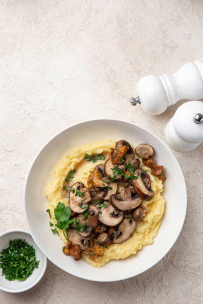 istock Creamy polenta with fried mushrooms 1466685157