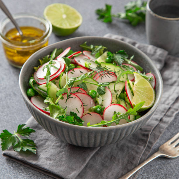 istock Fresh radish, cucumber and green peas salad 1466685210