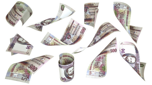 istock 3D rendering of 500 Mozambican metical notes flying in different angles and orientations isolated on white background 1466688485