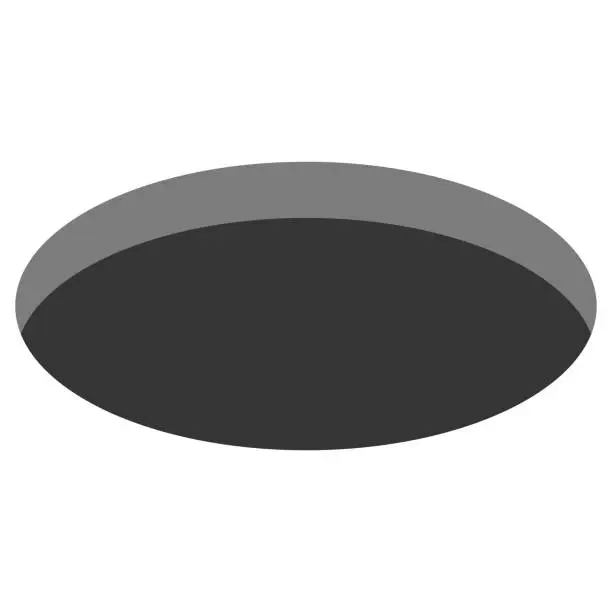 Vector illustration of 3d hole floor, rabbit burrow isometric oval, mouse golf hole