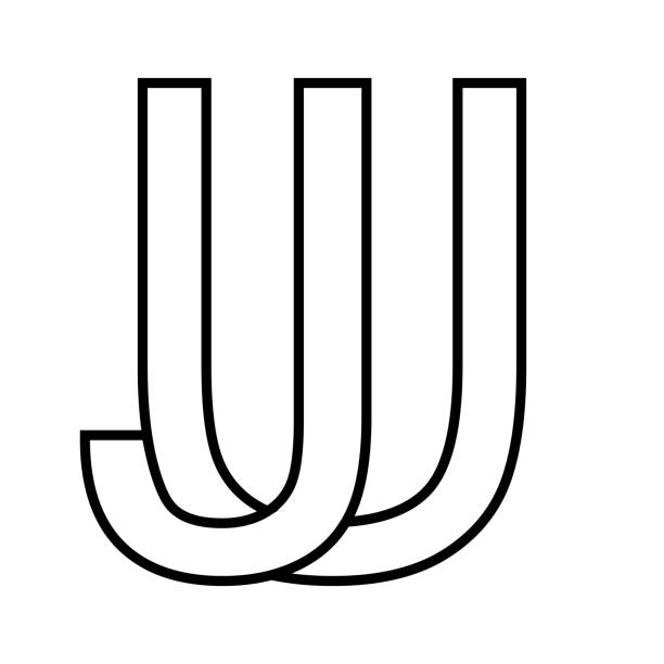 ilustrações de stock, clip art, desenhos animados e ícones de logo sign uj ju icon double letters logotype u j - letter j block toy alphabet