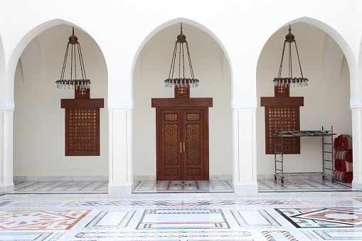 antique wooden door. entrance to the mosque. jeddah saudi arabia