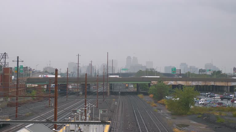 Railroad track in New York City in 4k slow motion 60fps