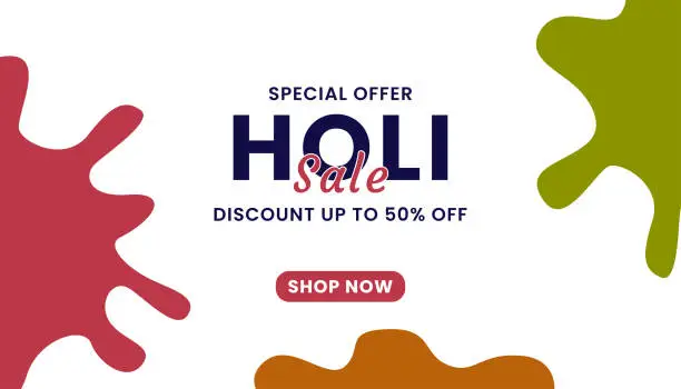 Vector illustration of Happy Holi Festival Banner Sale and Promotion template for Festival of Colors celebration.