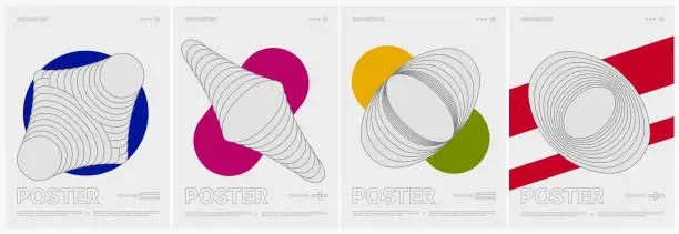 Vector illustration of abstract colors geometric psychedelic line structure design elements poster art vector background collection