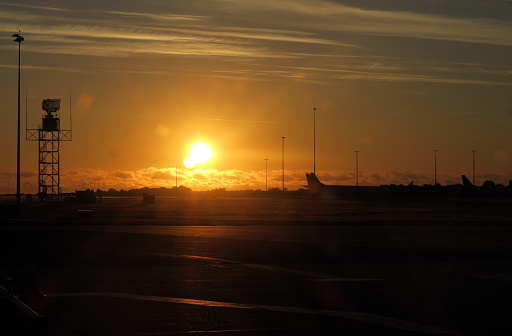 sunrise over the airport\n\nNorwich, Norfolk, UK.                   July