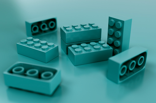 Children's set of building block toys to illustrate the modular set of capabilities business concept.