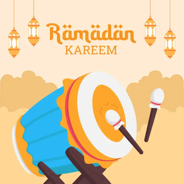 Vector illustration of Ramadan bedug social media post illustration design