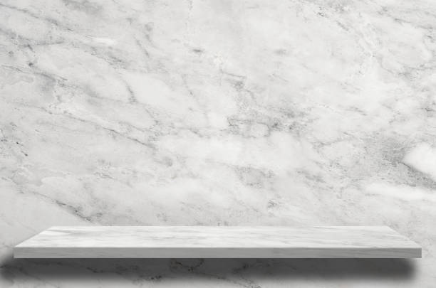 istock Glossy marble shelf on Granite wall texture background, White and Grey Marble nature pattern wall surface good for retail counter shop,Backdrop Background luxury interior interior design decoration 1466729021