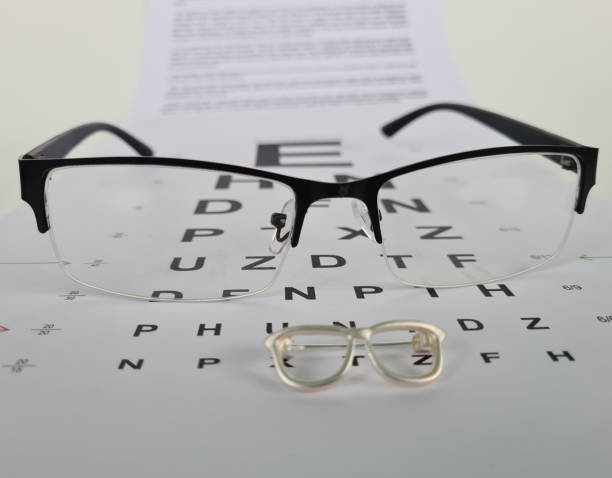 istock Black glasses and an ophthalmologist's table for checking eyesight 1466730893