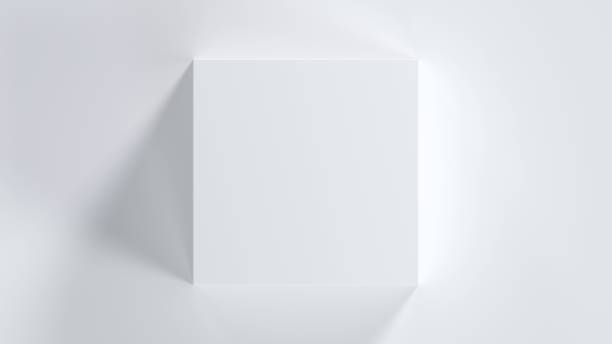 szablon tła 3d z widokiem białej ramki z góry - box white cube blank zdjęcia i obrazy z banku zdjęć