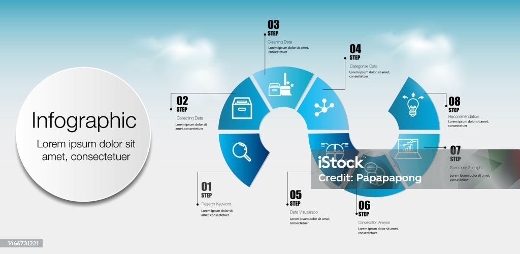 Clean Road Map 8 Step Infographic Stock Illustration - Download Image ...