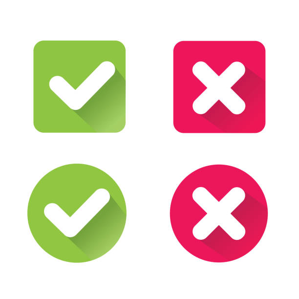 앱 및 웹 사이트에 대한 체크 표시 원 버튼. - checkbox questionnaire checklist yes stock illustrations
