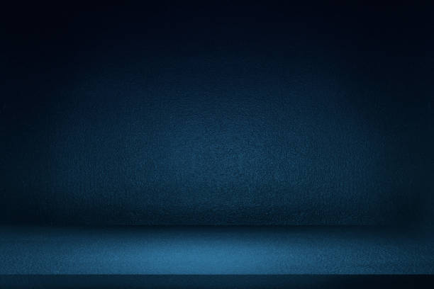 istock Black and blue abstract cement wall and studio room, interior texture for display products. wall background. 1466735956