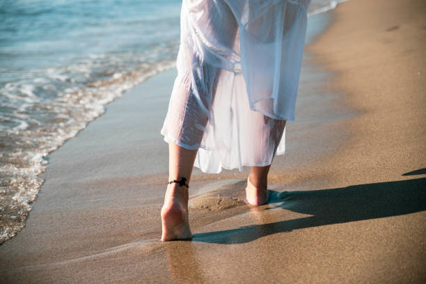 istock Female Walking on the beach 1466737233