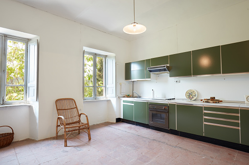 Old kitchen in apartment interior in old country house