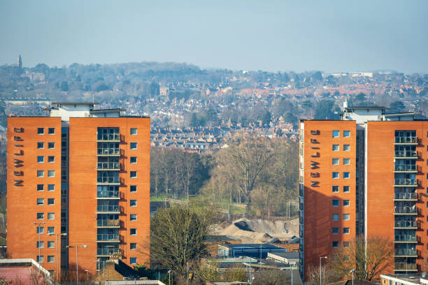 istock Northampton town cityscape over blue sky in england uk 1466743465